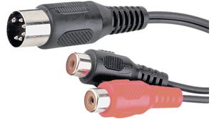 Audio Cable, Stereo, DIN 5-Pin Plug - RCA Socket, 200mm