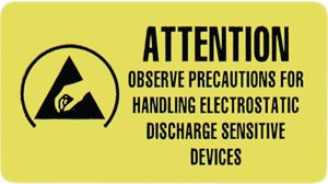 ESD-waarschuwingsetiket, Rechthoekig, Zwart op geel, Polyamide, Waarschuwing, 1000pcs
