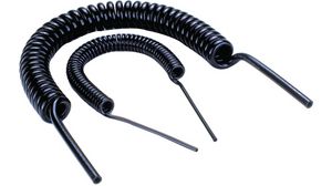 Spiral Tubing, 2.5mm, 4mm, Polyurethane, Black, 1.5m