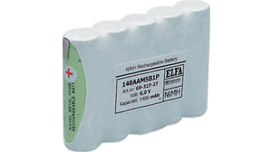 Rechargeable Battery Pack, Ni-MH, 6V, 1.5Ah