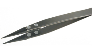 Assembly Tweezers, Stainless Steel, Straight / Strong Top Fingers / Pointed, 130mm, ESD