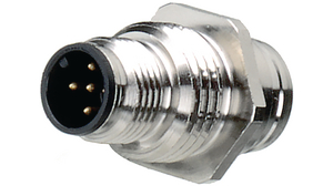 Circular Connector, M12, Plug / Socket, Straight, Poles - 5, Spring, Panel Mount