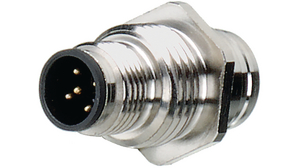 Circular Connector, M12, Plug / Socket, Straight, Poles - 5, Spring, Panel Mount