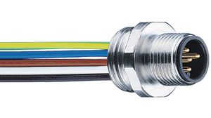 Circular Connector, M12, Plug, Straight, Poles - 4, Flush Mount