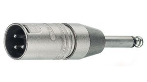 Adapter, 3-polet XLR til tele, 6,3 mm, Rett, XLR-plugg - 1/4" mono-plugg