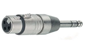 Adapter, 3-polet XLR til tele, 6,3 mm, Rett, XLR-sokkel - 1/4" stereo-plugg