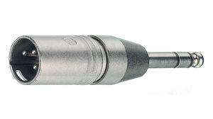 Adapter, 3-polet XLR til tele, 6,3 mm, Rett, XLR-plugg - 1/4" stereo-plugg