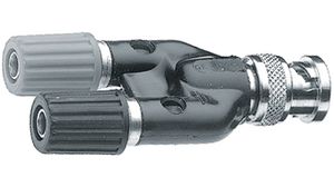RF Adapter, Straight, BNC Plug - 2x 4 mm Banana Socket, 50Ohm