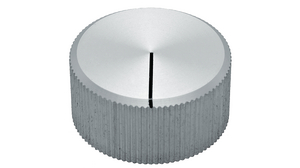 Rotary Knob 20mm Aluminium Aluminium Black Indication Line