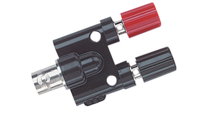 BNC Female Connector - 2x Binding Posts, Black/Red, Nickel-Plated, 30V,