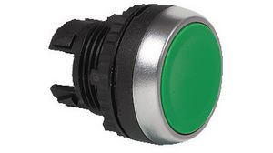 Illuminated Push-Button, Momentary Function, Pushbutton, Green / Metallic