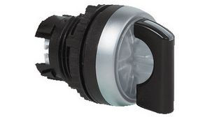 Illuminated Rotary Actuator Latching Function Handle Black IP66 / IP69K Selector Switches