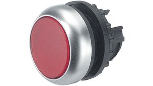 Illuminated Push-Button, Momentary Function, Pushbutton, Metallic / Red