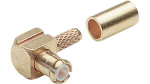 Cable connector, MCX, Brass, Plug, Right Angle, 50Ohm, Crimp Terminal