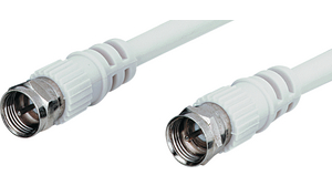 RF Cable Assembly, F Male Straight - F Male Straight, 2.5m, White