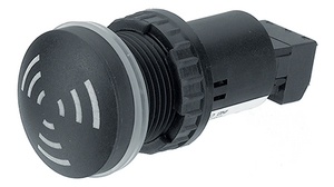 Panel-Mount Buzzer Continuous Black 230 VAC 8mA 80dB 2.4kHz Polyamide Plug-In with Screw Terminal IP65