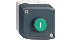 Dispositif de commande gris foncé, bouton-poussoir vert encastré, Ø22mm, 600V, 1 NO