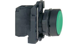 Push-Button, Complete Momentary Function 1NO Flush Mount Black / Green
