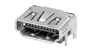 HDMI-connector SMD zonder flens, Aansluiting, 19 Contacten
