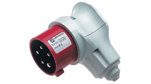 CEE Plug, Red, 5P, Cable Mount, 16A, IP44, 400V