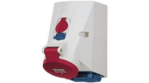 CEE Double Socket, Red / Blue, 5P, Wall Mount, 4mm², 16A, IP44, 400V