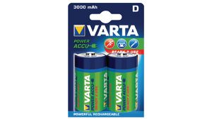 Rechargeable Battery, Ni-MH, D, 1.2V, 3Ah, Pack of 2 pieces