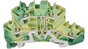 Terminal Block, Cage Clamp, 4 Poles, 500V, 28A, 0.25 ... 4mm², Green / Yellow