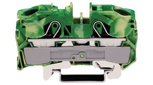 Row Terminal Block, Cage Clamp, 2 Poles, , 0.52 ... 16mm², Green / Yellow