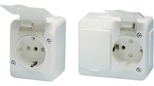 Wall Outlet 1x DE Type F (CEE 7/3) Socket Wall Mount 16A 250V White