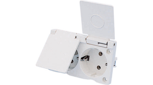 Wall Outlet 2x DE Type F (CEE 7/3) Socket Flush Mount 10A 250V White
