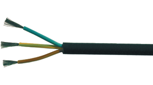 Mains Cable 5x 2.5mm² Copper Unshielded 450V 100m Black