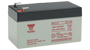 Oppladbart batteri, Blysyre, 12V, 1.2Ah, Flatstift 4.8 mm