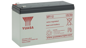 Genopladeligt batteri, Blysyre, 12V, 7Ah, Fladstik, 4,8 mm