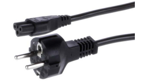AC Power Cable, DE Type F (CEE 7/4) Plug - IEC 60320 C5, 2m, Black
