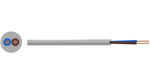Mehradriges Kabel, YY ungeschirmt, PVC, 2x 0.5mm², 50m, Grau