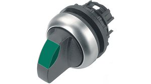 Illuminated Selector Switch, Thumb Grip Latching Function Handle Black / Green IP66 M22 Series Moller RMQ-Titan Selector Switches