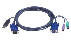 Câble KVM avec convertisseur PS2 vers USB intégré, 6m