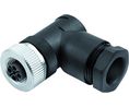 Circular Connector, M12, Socket, Right Angle, Poles - 3, Screw Clamp, Cable Mount