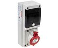 Scame, DOMINO IP44 Red Wall Mount 3P + N + E RCD Industrial Power Connector Socket, Rated At 32A, 415 V