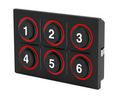 Robustes Tastenfeld, 6 Tasten, 16 Pins, IP6K9K, rote LED, 24V