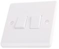 White Rocker Light Switch, 2 Way, 2 Gang x 86mm