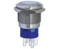 KNITTER-SWITCH Illuminated Push Button Switch, Momentary, Panel Mount, 19.2mm Cutout, DPDT, Green LED, 28 V dc, 250V ac, IP67