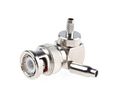 Connecteur RF, BNC, Laiton, Fiche mâle, Angle droit, 50Ohm, A sertir