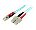 Konfektioniertes Lichtleiterkabel 50/125 um OM3 Duplex LC - SC 2m
