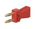 Test Adapter 2x Banana Plug 2 mm - Banana Socket 2 mm 10A 30VAC 60VDC 30.4mm Red