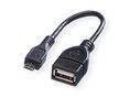 USB Adapter, Micro USB-B Plug - USB-A Socket, 2.0, Black