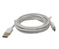 Cable, USB-A Plug - USB-C Plug, 3m, USB 3.1, White