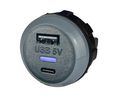 Charger, Car, 2x USB-A / USB-C, 3.6A, 13W, Black / Grey