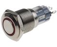 Illuminated Push Button Switch, Latching, Panel Mount, 16mm Cutout, SPDT, Red LED, 250V ac, IP65, IP67