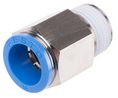 QS Series Straight Threaded Adaptor, R 1/2 Male to Push In 16 mm, Threaded-to-Tube Connection Style, 153011